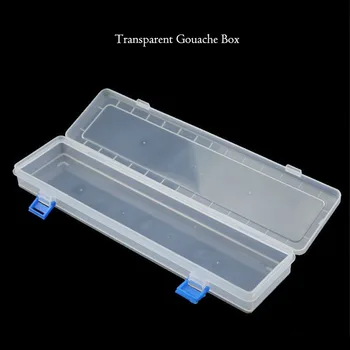 

Plastic Transparent Gouache Box Storage Case With Buckle Student Watercolor Brush Organizer Pen Boxes Office Stationery Holders