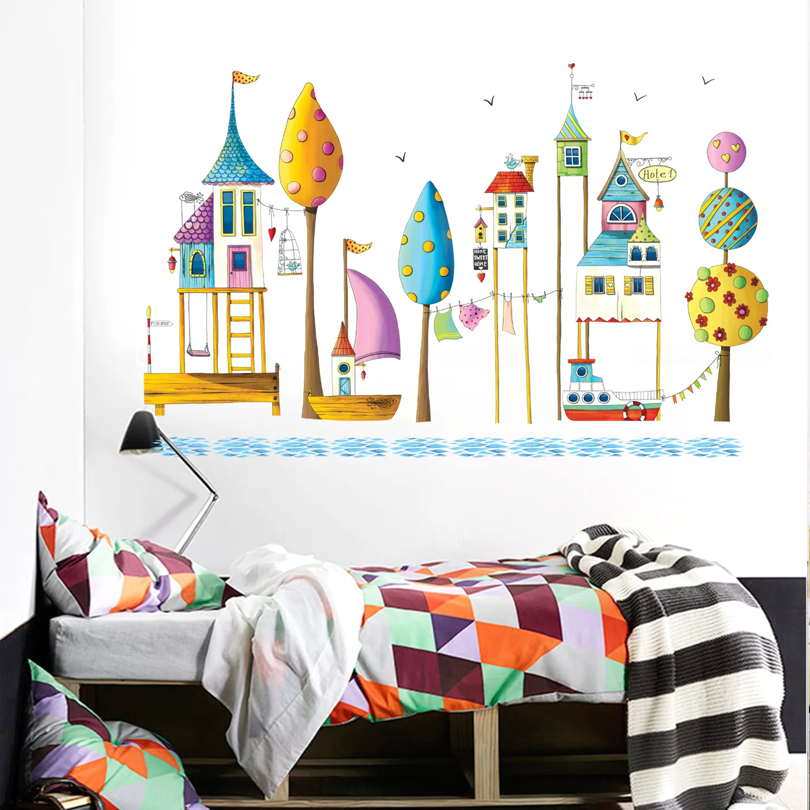 Fan xi JM7350 Wholesale Combination Stickers Living Room Bedroom Wall Stickers Creative Cute KID'S Playground Wall Painting