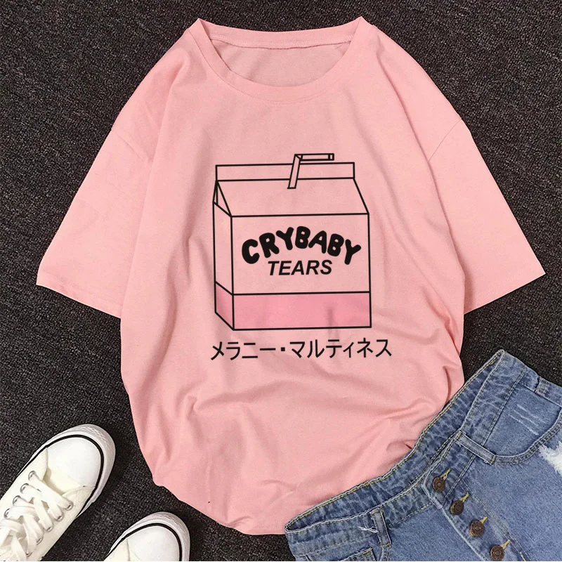 2678-Pink Мультяшный Персиковый Сок Japanses Эстетическая гранж футболка Женская Harajuku Милая Kawaii розовая летняя повседневная одежда tumblr Модные топы - Цвет: 2678-Pink