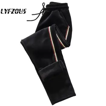 

Stripe Side Harem Pants Women Thick Warm Trousers Autumn Winter Casual Velvet Pants For Woman Pantalon Femme