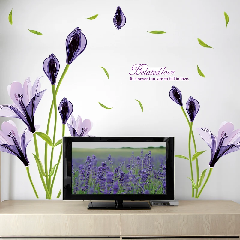 [SHIJUEHEZI] фиолетовые китайские настенные наклейки Bellflower для гостиной спальни