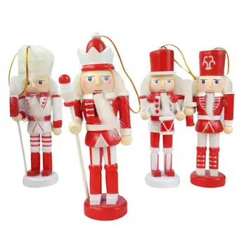 

4Pcs 12cm Wooden Nutcracker Soldier Christmas Tree Pendant Puppet Doll Ornament Home Decoration 2020New Year Kids Gift