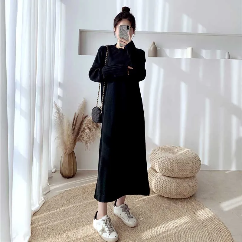 Autumn Winter Long Sleeves Knitted Sweater 2020 Women One-Piece Fashion Slim Elegant Sweater Dress Korean Casual Hedging Dresses