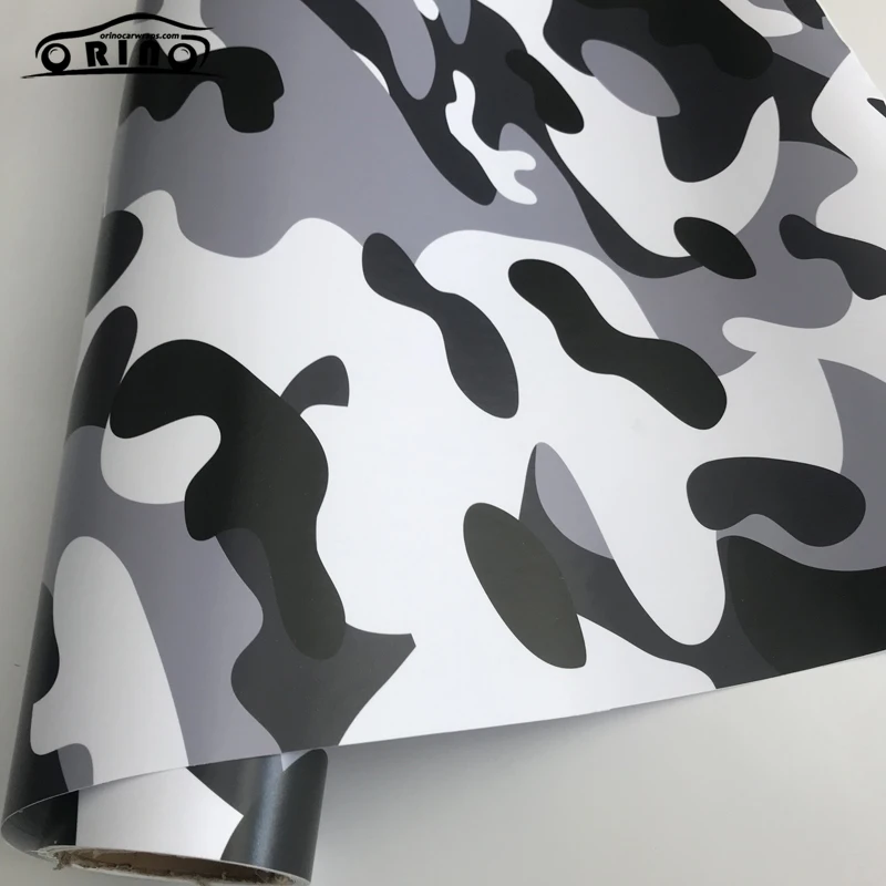 Black White Gray Camouflage Vinyl Film Car Wrap Air Bubble Free Adhesive  Car Sticker Decal