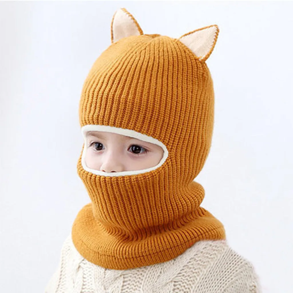 Осенне-зимняя шапка для маленьких мальчиков, зимний теплый вязаный плотный шарф, шапка-ушанка с капюшоном для мальчиков 2-5 лет,#25