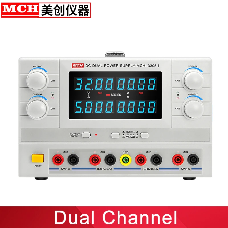 US $179.99 Four output dual adjustable four adjustable linear DC stabilized power supply with fixed output 30V5A MCH3205II 3205IV