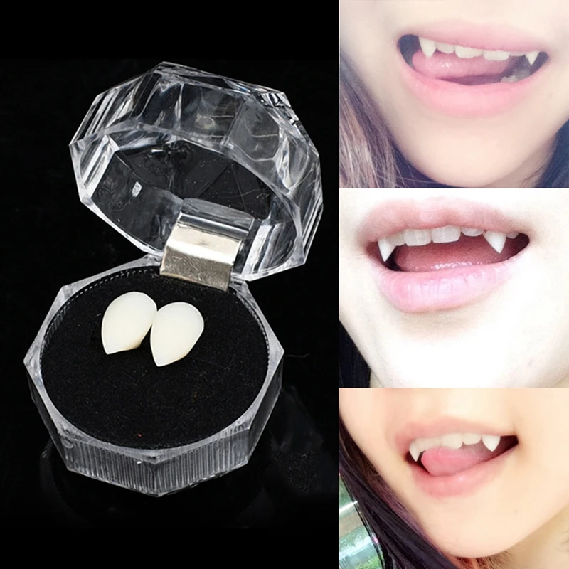 Fashion-1 pair Halloween Vampire Denture Zombie Teeth Small Tiger Teeth COSPLAY Make-up Dance Props 13mm