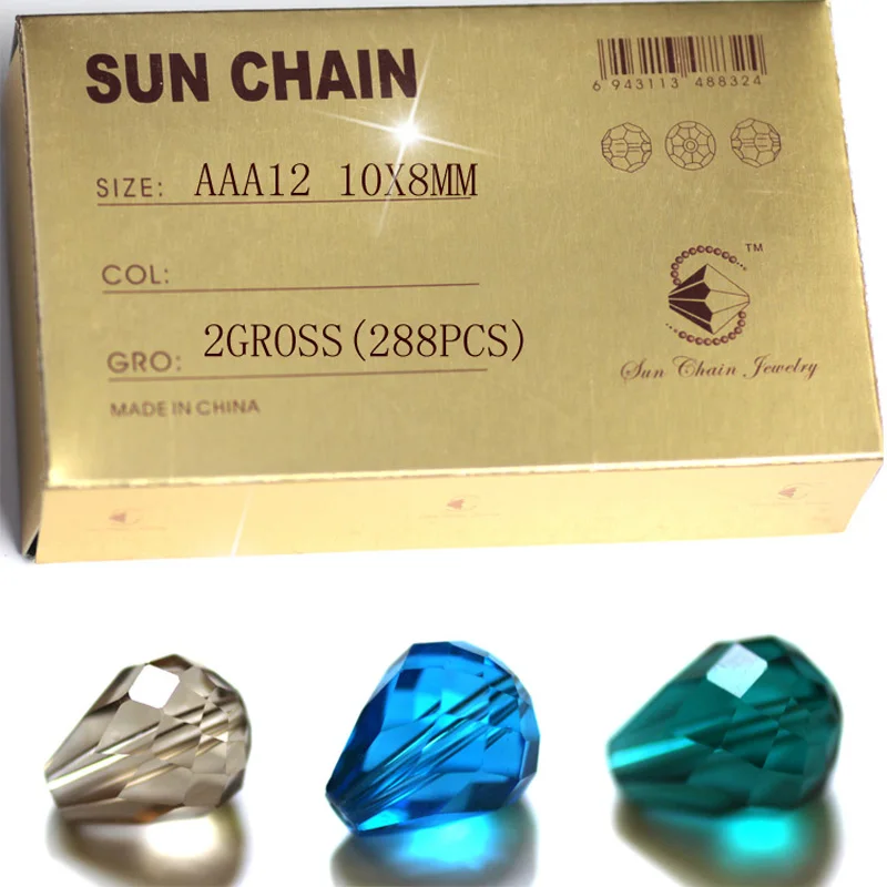Китайские стеклянные бусины в форме капли 10x8 мм 288 шт.|jewelry chain by the foot|jewelry couplejewelry