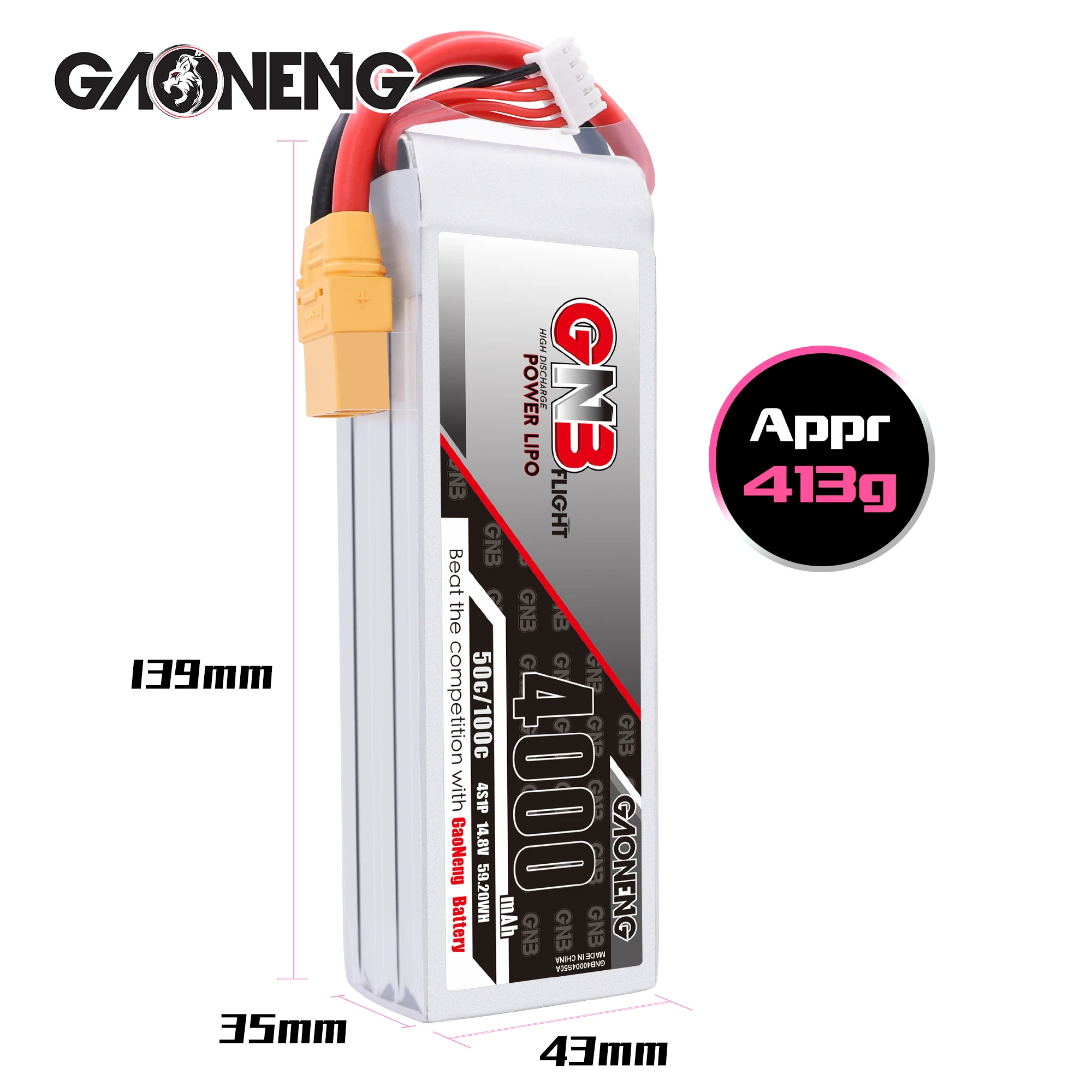 Gaoneng GNB 4S 14.8V 4000mAh 50C Lipo XT90