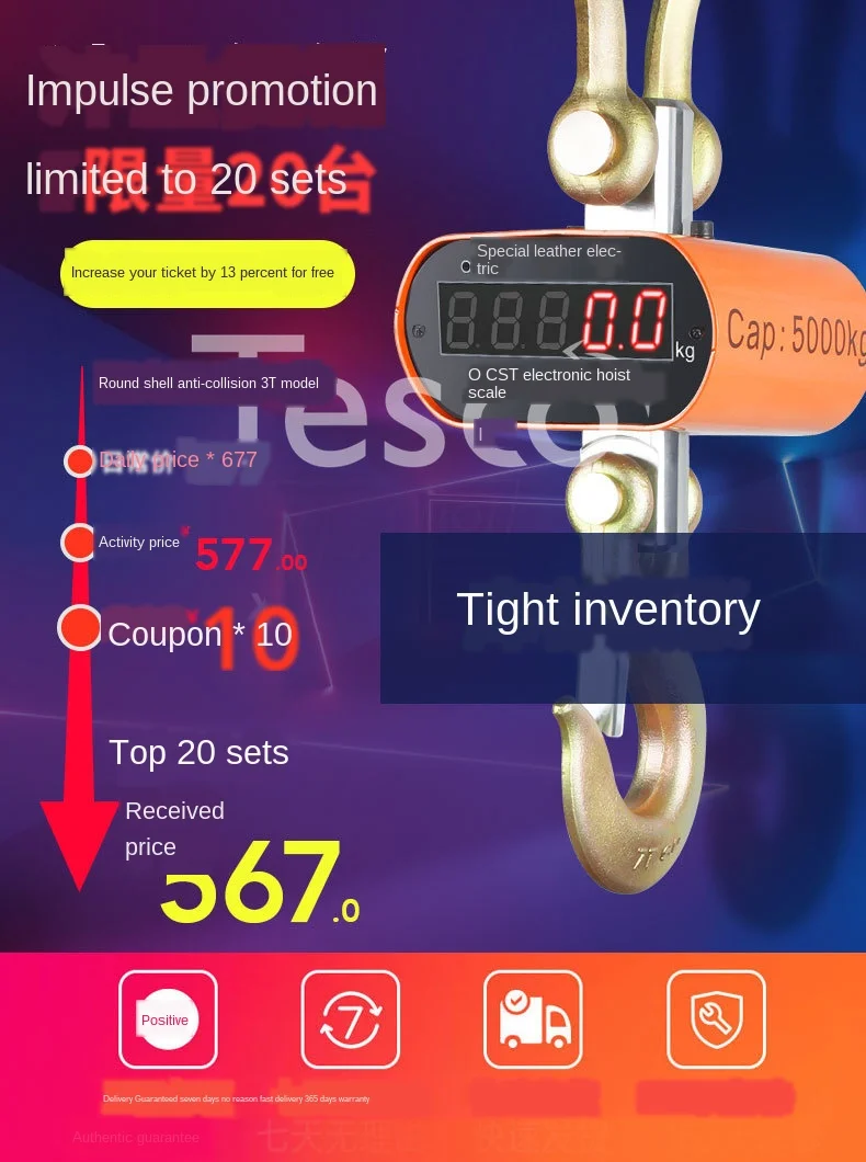 

5t crane scale 3 tons crane scale / hook scale Bluetooth driving electronic scale crane scale 10 hook scale off