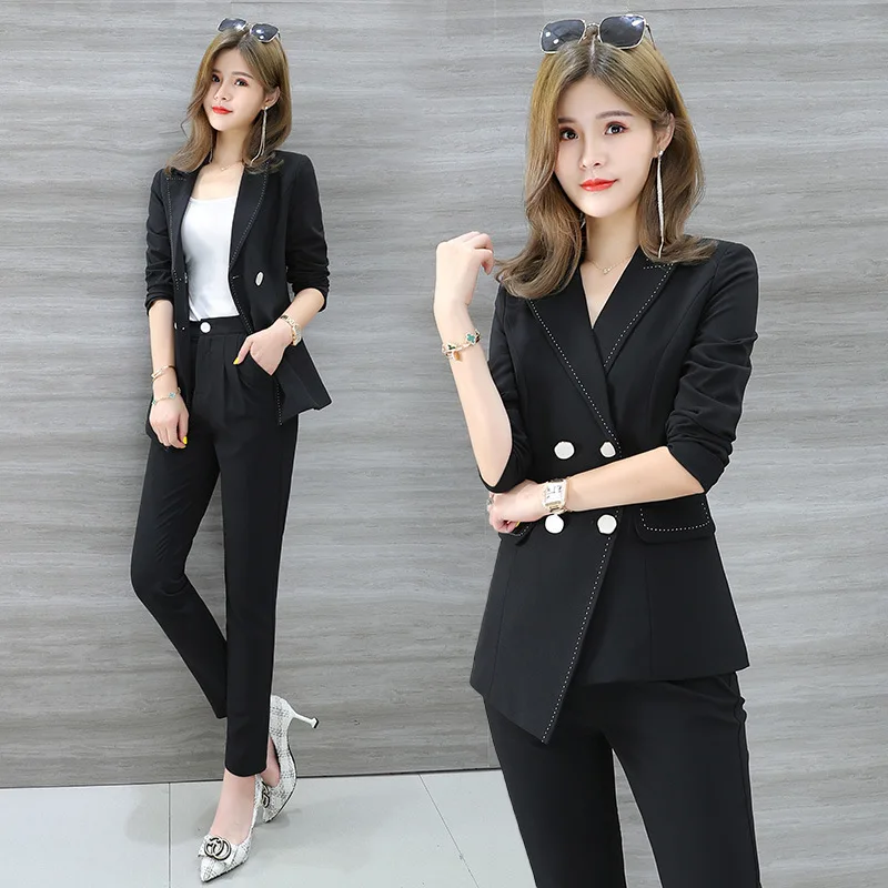 

Business Suit Set Elegant Goddess-Style Summer 2019 New Style Young-Style Autumn Clothing Fashion Long Pants Two-Piece Set