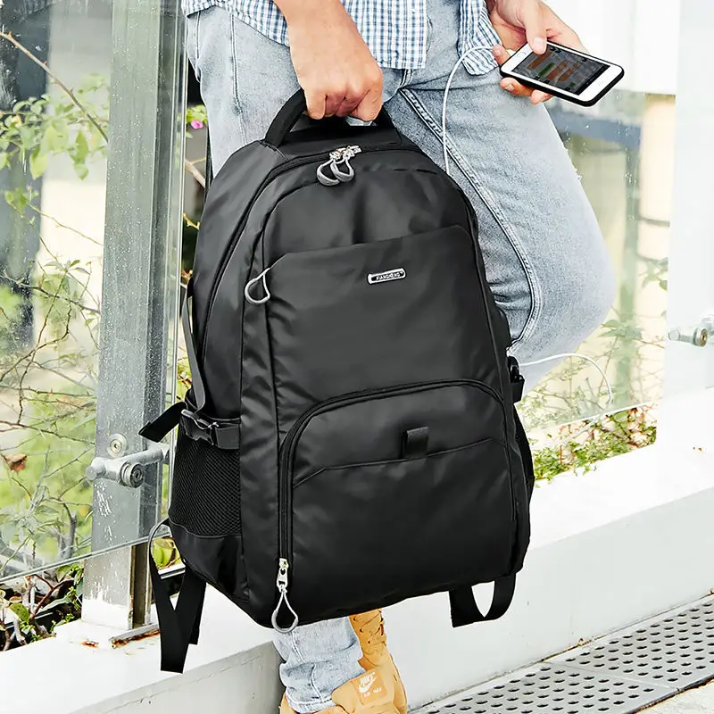 

Large Capacity Laptop Backpack Men Waterproof Oxford Back Pack Male Black College School Bagpack Lock USB Design 2020 New