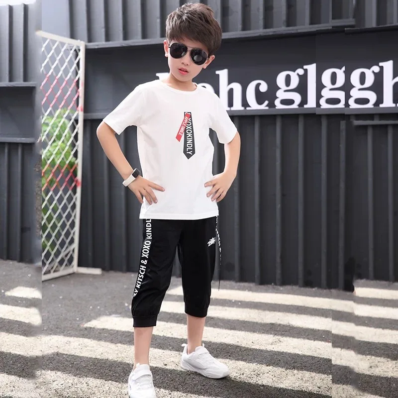 1-8 Years Toddler Summer Boys Short Sleeved Cartoon Print T-Shirt Tops Blouse Clothes Set erthome Baby Boys Clothes Sets 