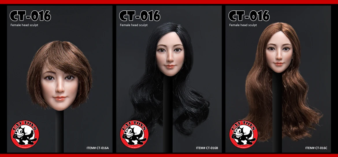 Игрушечная кошачья CT016A/B/C 1/6 азиатская женская голова резьба по 12 дюймов