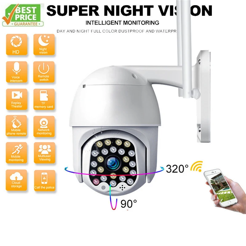 

1080P PTZ IP Camera Wifi Outdoor Speed Dome Wireless Wifi Security 23 LED Light Network HD Ptz Home Surveillance IP Camera