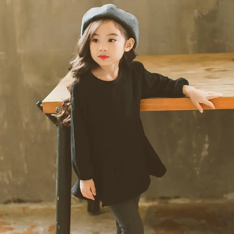 black girls blouse Блузка для девочек с длинными рукавами; плотная теплая детская одежда; сезон зима-осень-весна; Детские рубашки; Длинные Топы принцессы для маленьких девочек - Цвет: black girls blouse