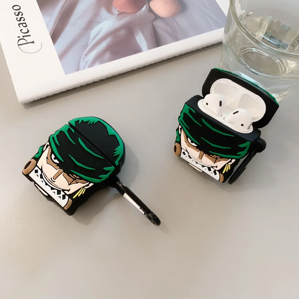 Чехол для наушников Roronoa Zoro с 3D японским аниме для Apple Airpods 1/2, силиконовый защитный чехол для наушников с крючком