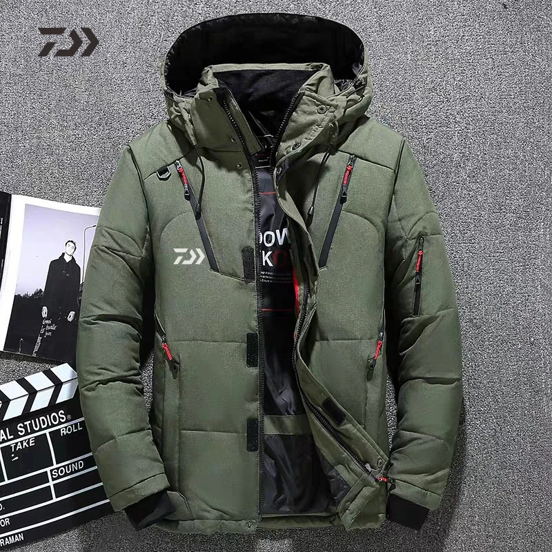 Армейский зеленый Outdoo Daiwa Толстовка рыболовный пуховик пальто одежда с несколькими карманами плотная теплая зимняя мужская одежда для рыбалки рубашка - Цвет: Армейский зеленый
