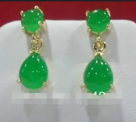 

New natural Charming green jade drop earring