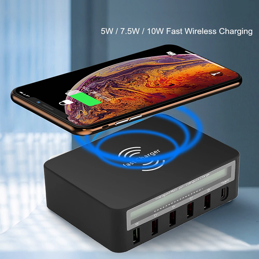 KEBIDU EU/US QC3.0 10 Вт 5 В/8А Смарт Настольный настенный зарядник 6 портов USB зарядное устройство телефон Путешествия адаптер быстрого зарядного устройства для телефона