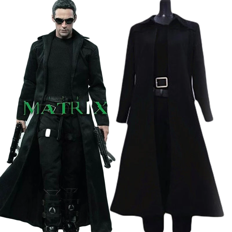 Костюм для косплея Matrix Neo черный плащ изготовленный на заказ персиковая саржа |