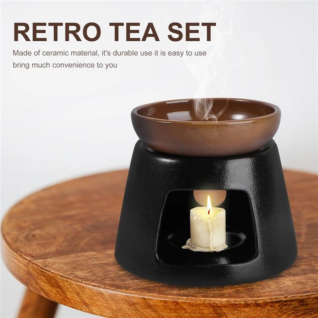 Teapot Warmer, Retro Heating Ceramic Tea Set with Candle, Warmer Tea Teapot  Stand for Kitchen Single furnace cup