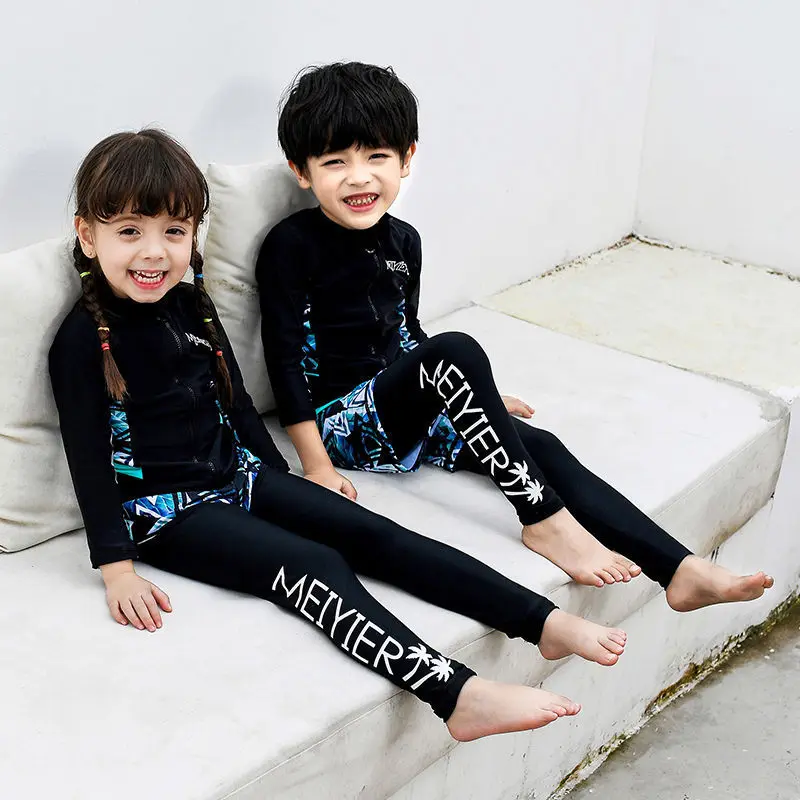 

2019 New Style Children Diving Suit BOY'S Swimsuit Split Type Three-piece Set Children GIRL'S Long Sleeve Snorkeling Clothing