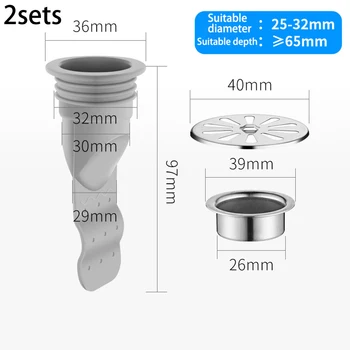 

2set Deodorant Silicone Core Sewer Pipe Seal Ring Bathroom Washing Machine Tool Avoid The Pain Caused By Cockroaches