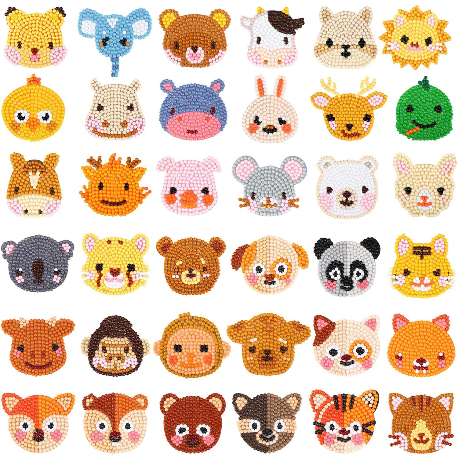 

DIY Animals Kids Round Diamond Painting Stickers Full Drill Diamond Painting Kits Embroidery Cross Stitch Manual DIY Tools