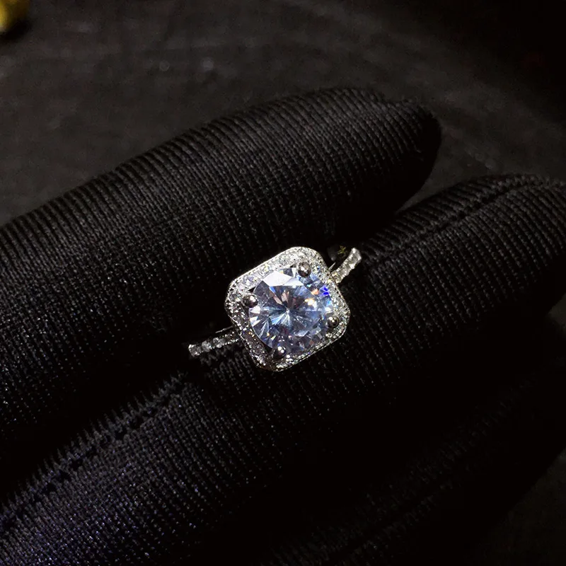 Классическое Обручальное Кольцо Moissanite для женщин IF grade Moissanite 925 Серебряное обручальное кольцо шкатулка для украшений