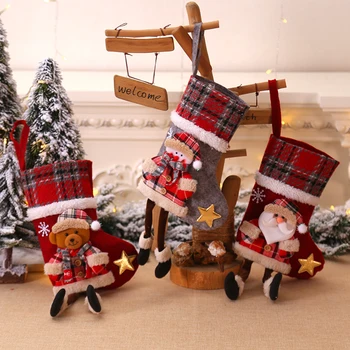

New 8 Styles Christmas Gift Christmas Stocking Mini Sock Santa Claus Candy Gift Bag Xmas Tree Hanging Decor Christmas Stockings