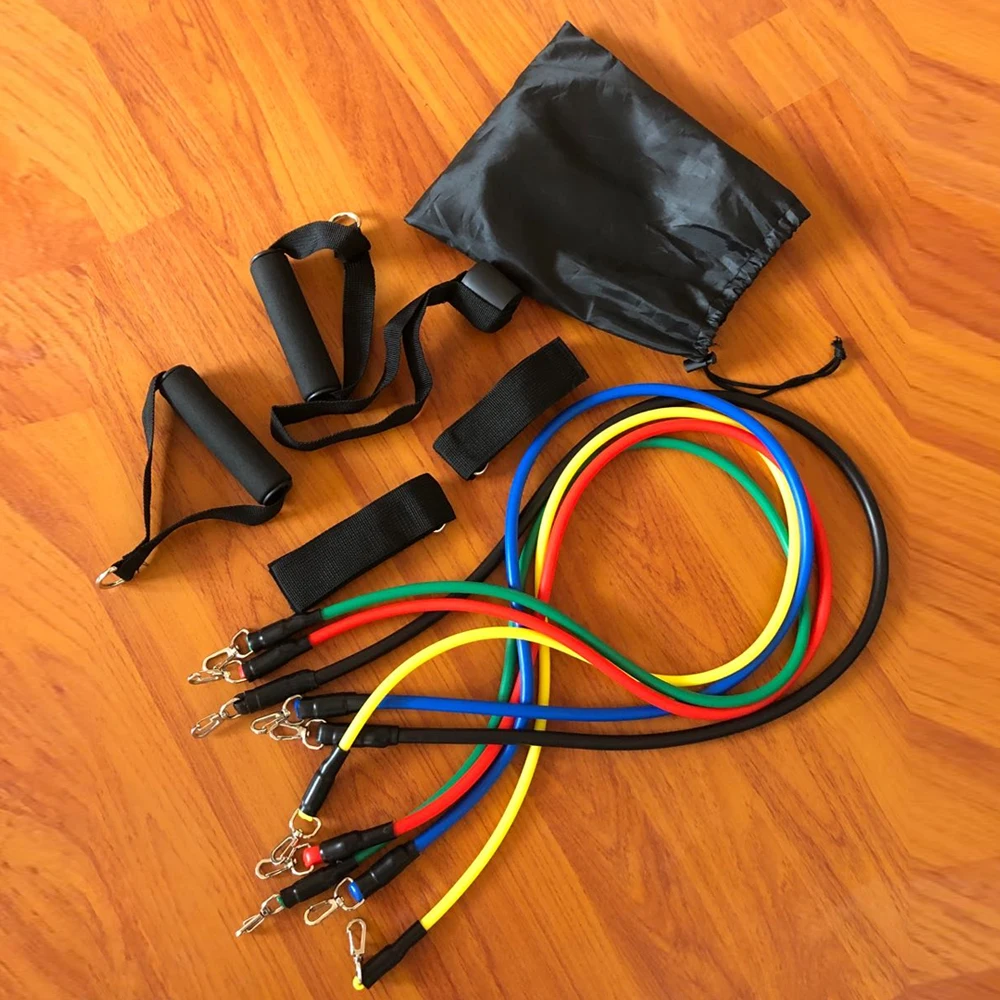 11Pcs/Set Latex Resistance Bands Gym Door Anchor Ankle Straps With Bag