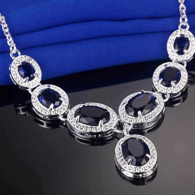 Bague Ringen, винтажное роскошное ожерелье с драгоценными камнями для женщин, 5 цветов на выбор, серебро 925, ювелирное изделие для банкета, элегантное женское ожерелье с аквамариновым Рубином