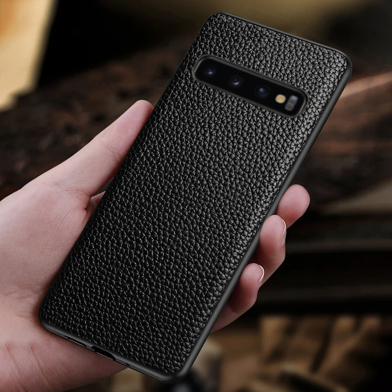 Чехол для телефона Samsung Galaxy S7 S8 S9 S10 Plus Note 8 9 10 plus чехол с текстурой личи A30 A50 A70 A5 A7 2017
