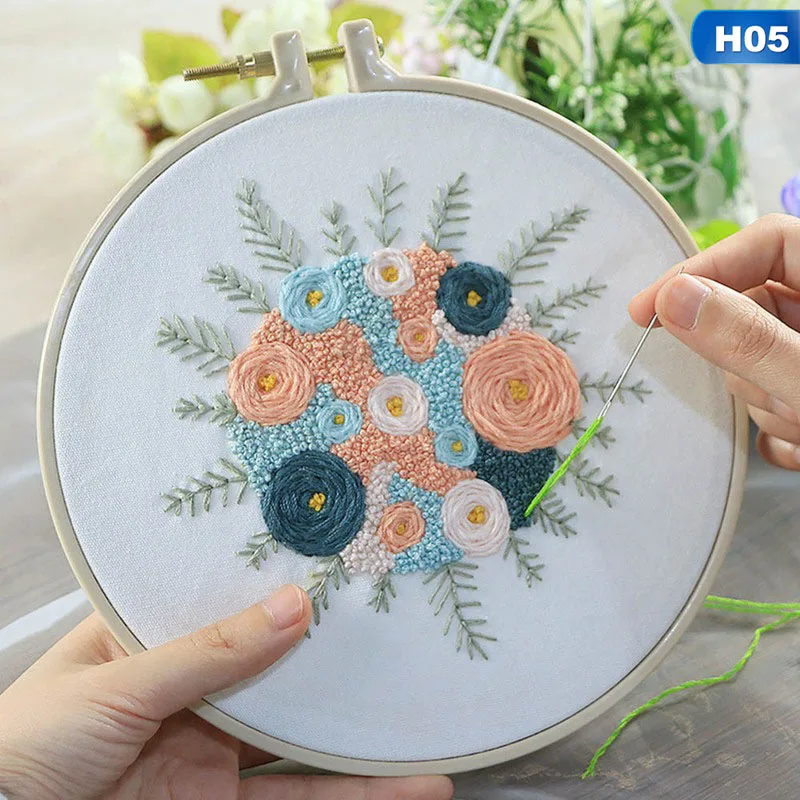 5 1 шт. домашний декор DIY лента цветы вышивка набор с рамкой для начинающих Рукоделие наборы крестиком серии принадлежности для шитья - Цвет: 5
