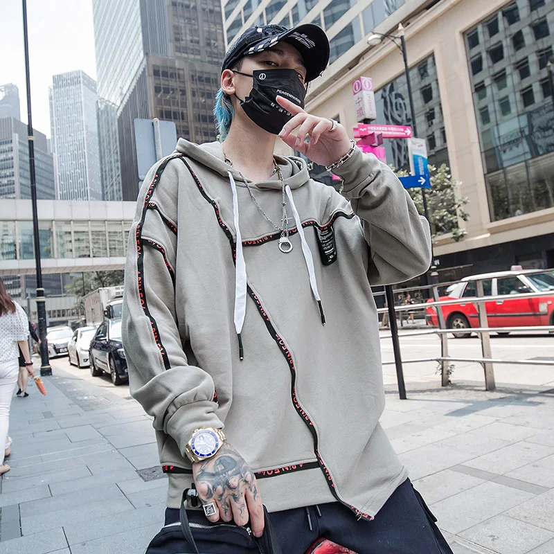 Winter Autumn Men Thick Irregularity Hoodies Cotton Black White Swag Tyga Hoody Sweatshirt