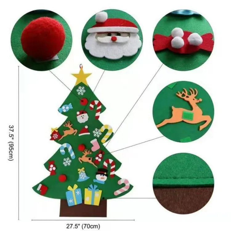 DIY войлочная Рождественская елка новогодние подарки Детские игрушки искусственное дерево настенные подвесные украшения Рождественское украшение для дома