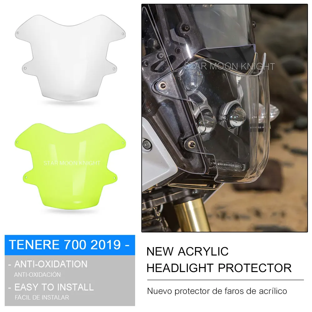 

Motorcycle Headlight Protector For Yamaha tenere XTZ 700 Z TENERE700 T700 T7 XTZ700 2021 Acrylic Light Cover Protection Guard