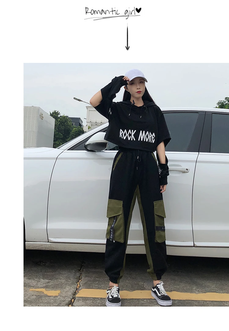 Строчки Harlan jogger комбинезоны уличная хип хоп повседневные спортивные брюки с карманами женские брюки Харадзюку модные девять брюк