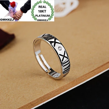 

OMHXZJ Wholesale European Fashion Jewelry Woman Girl Party Birthday Wedding Gift Number AAA Zircon 18KT White Gold Ring RR857