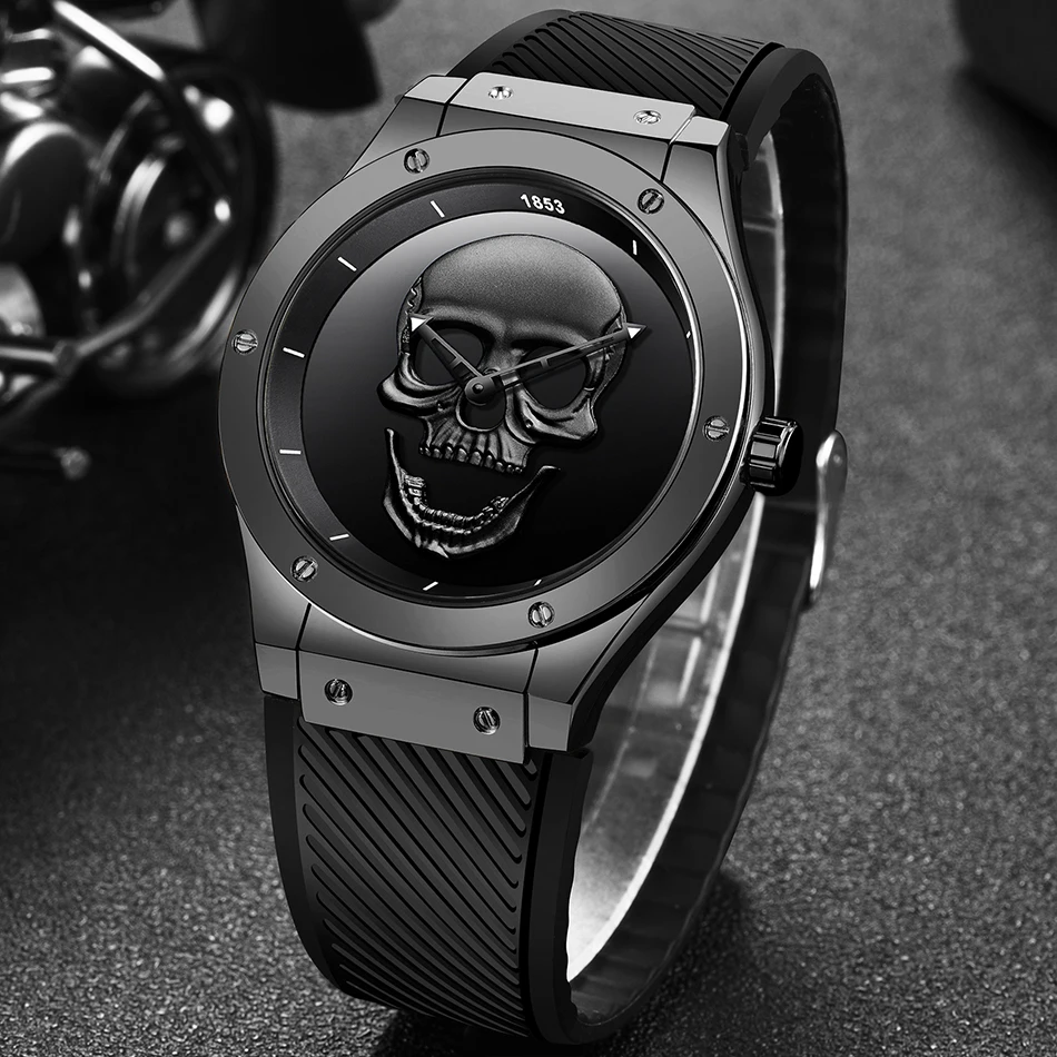 Мужские часы Relogio Masculino LIGE, новые мужские часы с черепом, мужские военные спортивные наручные часы, мужские Водонепроницаемые Силиконовые кварцевые часы