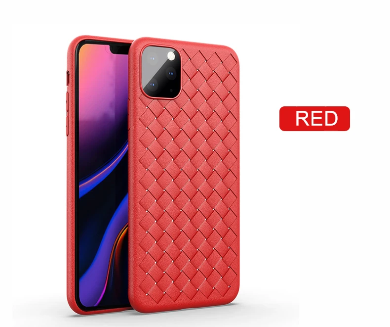 Чехол с дышащей сеткой для iPhone 11 Pro Max XS 6 6S 7 8 Plus X XR кожаный ткачество ТПУ BV сетка крышка iPhone11 силиконовый чехол - Цвет: Red
