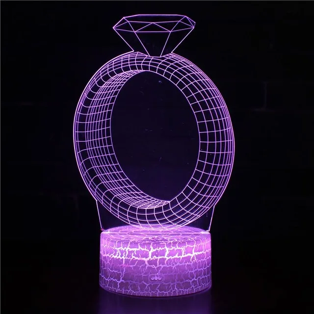 Crack base Love Heart Be engaged 3D Lamp LED USB Creative 3d Night light 7 Color Change Acrylic Remote Touch Switch lamp