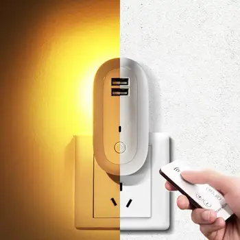 

Oval Remote Control Dual Usb Socket Night Light Bedroom Bedside Usb Plug Fast Charge Night Light Baby Feeding Lamp Smart Home