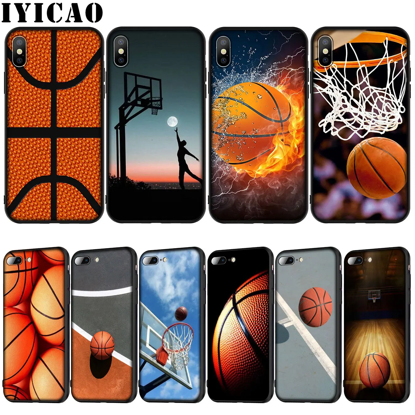 IYICAO баскетбол мягкий силиконовый чехол для iPhone 12 мини XR X XS 11 Pro Max 10 6 6S 7 8 plus 5S SE