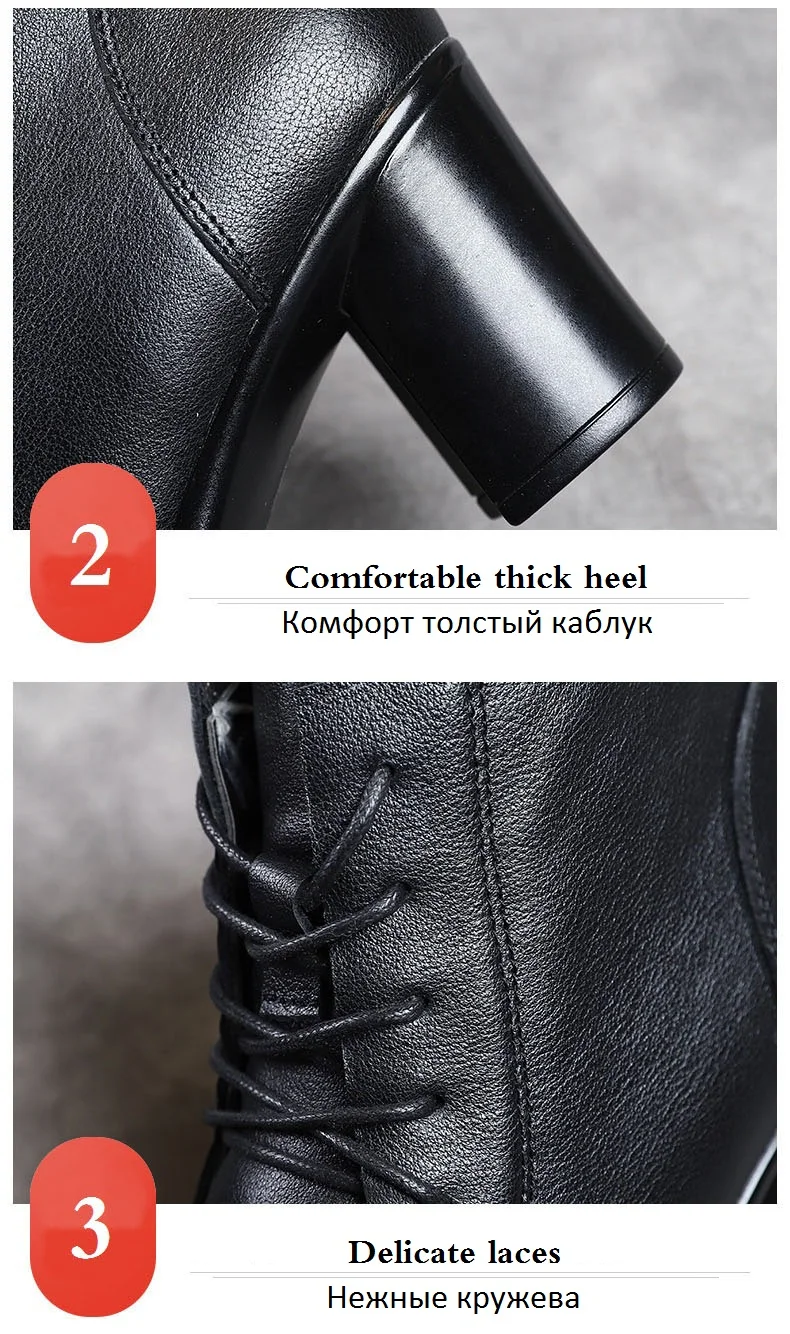 GKTINOO/; осенне-зимние ботинки; женские ботильоны из натуральной кожи на высоком каблуке; пикантные женские ботинки на толстом каблуке с острым носком и боковой молнией