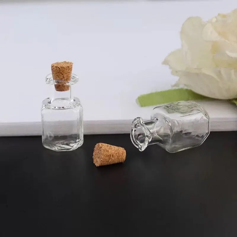 Mini botellas transparentes de cristal con encaje abierto, botellas  pequeñas de corcho, regalo, frascos pequeños, frasco colgante, forma de  mezcla, 8/10/15/20/30 piezas - AliExpress