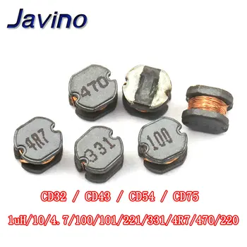 

10pcs CD32/43 54 CD75 smd patch power inductor 10UH/4.7/100/101/221/331 470 220 winding inductor