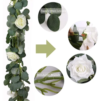 

Eucalyptus Garland Eucalyptus Artificial Vine Flowers Silk Eucalyptus Greenery Garland for Centerpiece Wedding Arch Backdrop Wal
