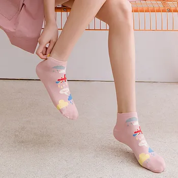 

5 Pairs Women Ankle Socks Funny Cute Cartoon Stereoscopic Animals Ear Plush Boat Socks Womens Lady Girl Art Short Sock